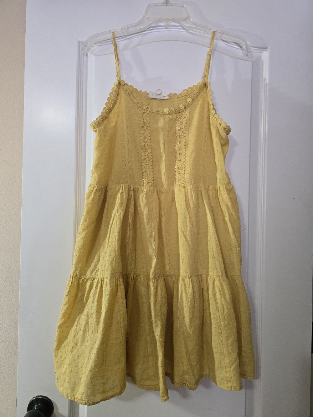 Yellow Tiered Eyelet Sundress